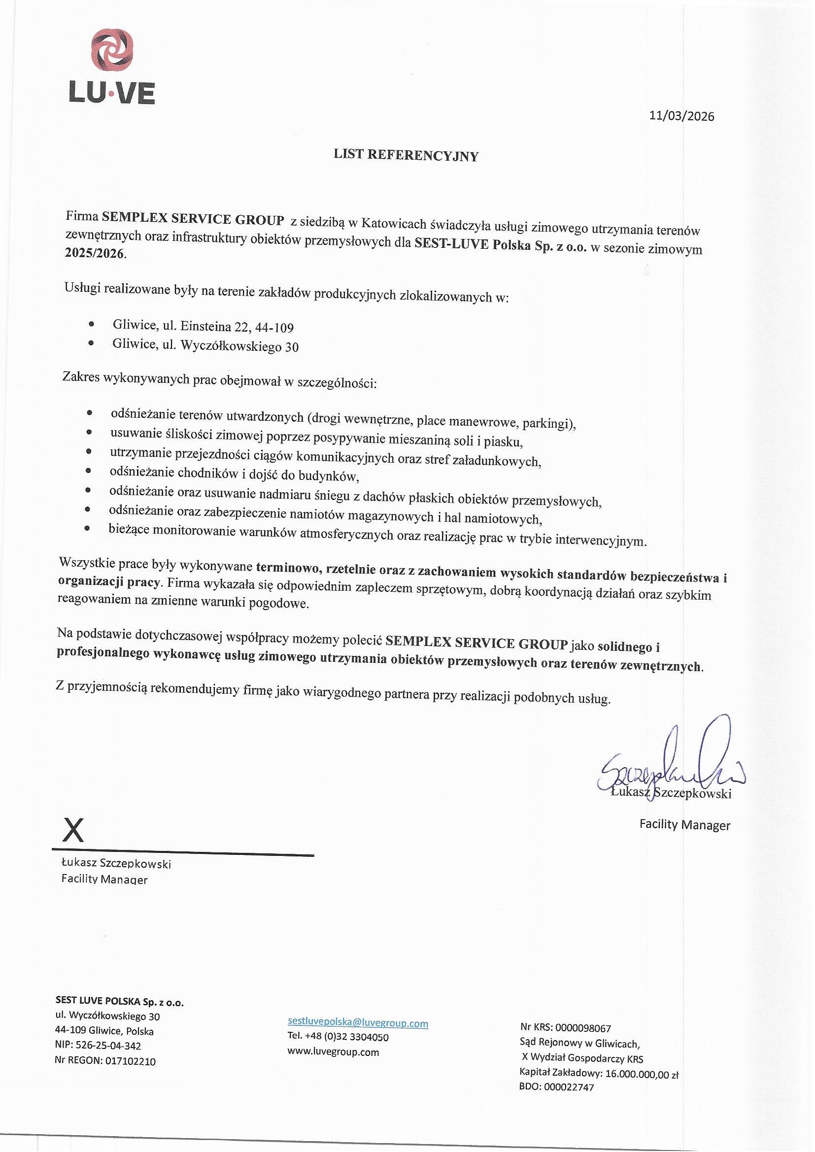 referencje lu ve sp.z.o 1